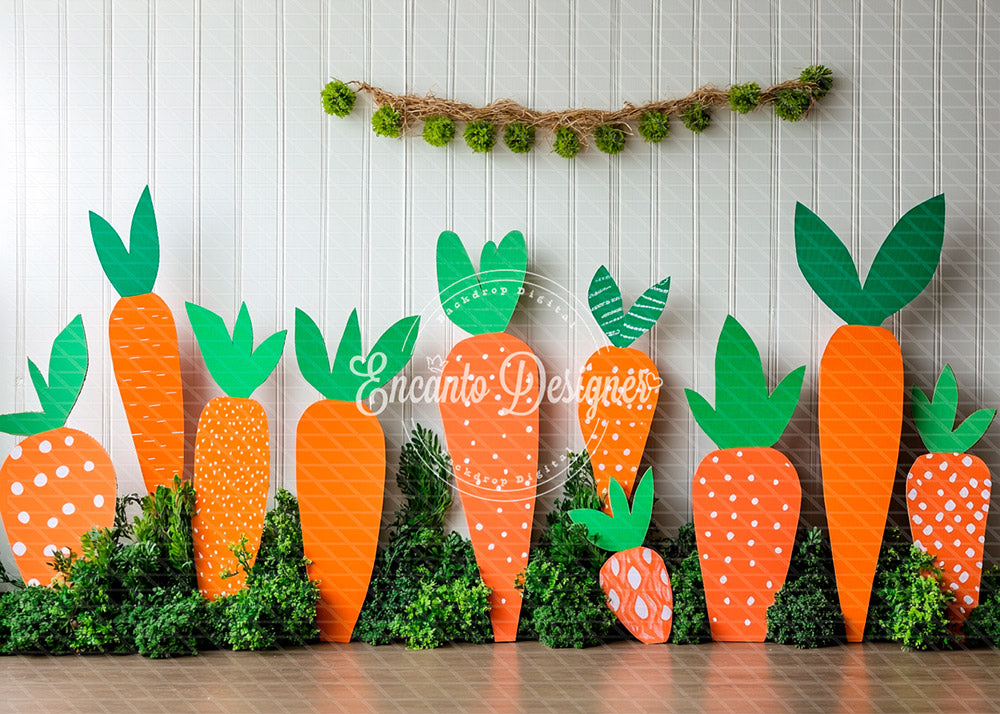 Avezano Easter Carrot Polka Dot Photography Background By Encanto Designer