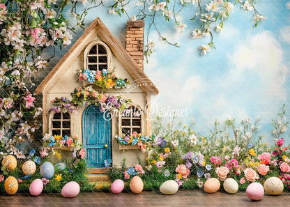 Avezano Easter Cottage Flower Egg Photography Background By Encanto Designer