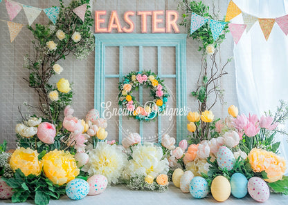Avezano Easter EASTER Sign Floral Wreath Photography Background By Encanto Designer