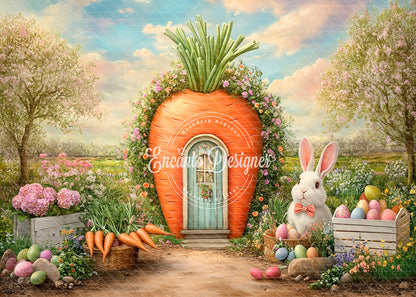 Avezano Carrot House Easter Bunny Photography Background By Encanto Designer