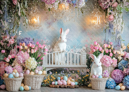 Avezano Luxury Easter Bunny Bridge Floral Photography Background By Encanto Designer