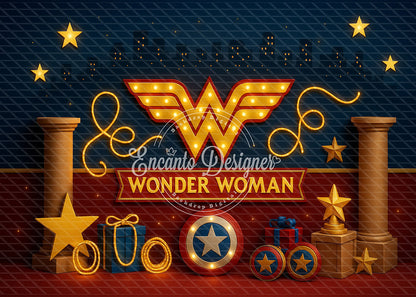 Avezano Wonder Woman Superhero Marquee Photography Background By Encanto Designer