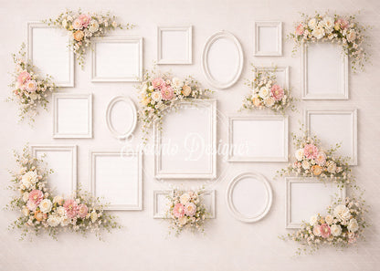 Avezano White Frame Floral Gallery Photography Background By Encanto Designer