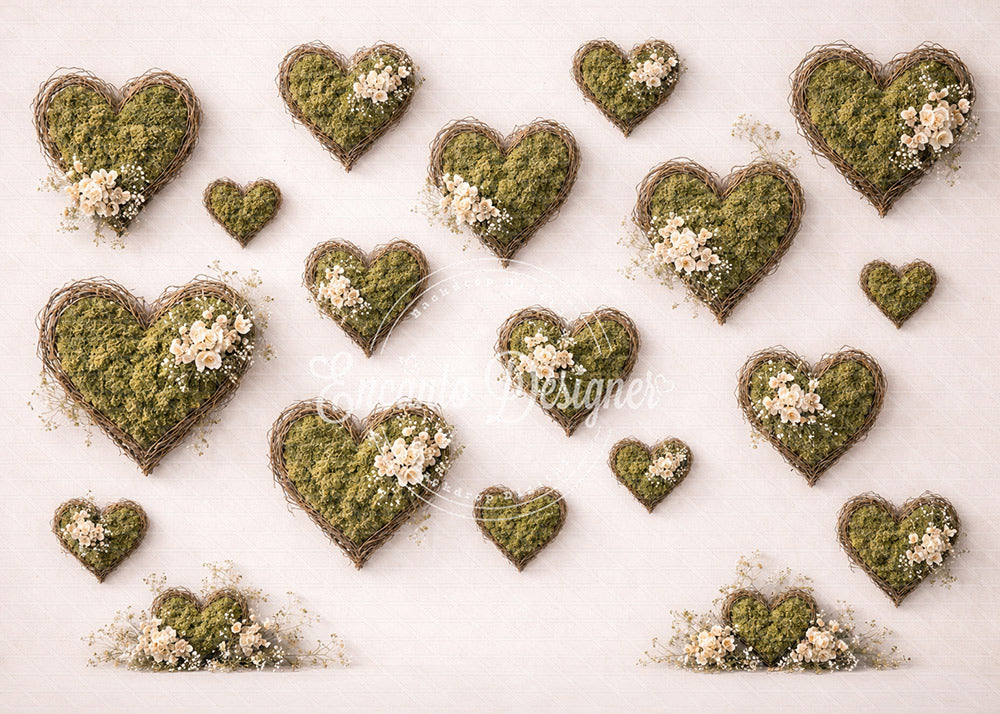 Avezano Moss Heart Wicker Photography Background By Encanto Designer