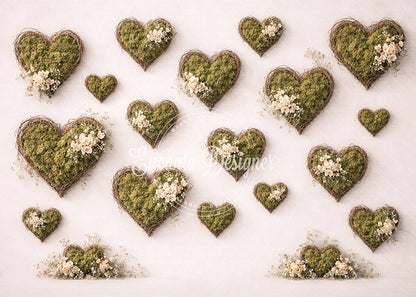 Avezano Moss Heart Wicker Photography Background By Encanto Designer