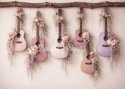 Avezano Pastel Guitar Floral Photography Background By Encanto Designer