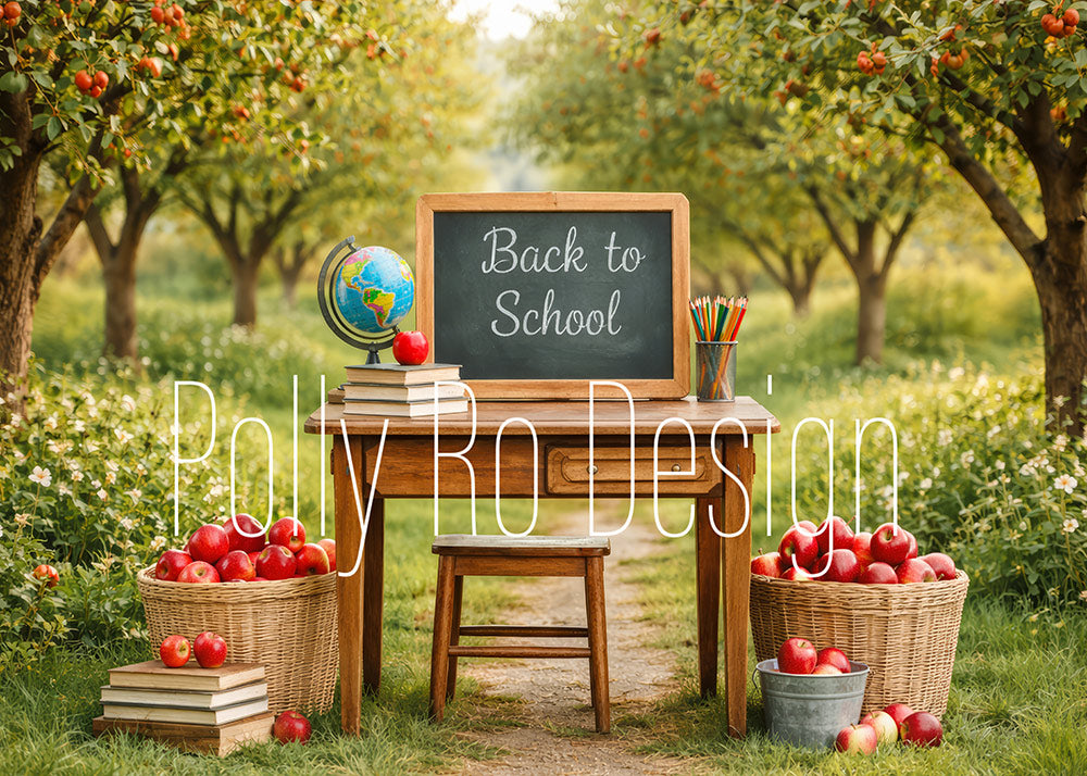 Avezano Back to School Apple Orchard Desk Photography Backdrop Designed By Polly Ro Design