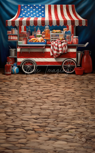 Avezano USA Patriotic Hot Dog Food Cart Photography Backdrop Designed By Lidia Redekopp
