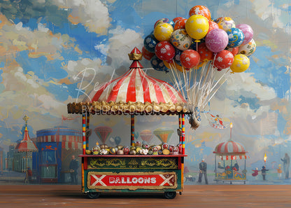 Avezano Vintage Circus Balloon Cart Photography Backdrop Designed By Lidia Redekopp