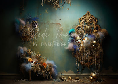 Avezano Venetian Masquerade Mask Gold Photography Backdrop Designed By Lidia Redekopp