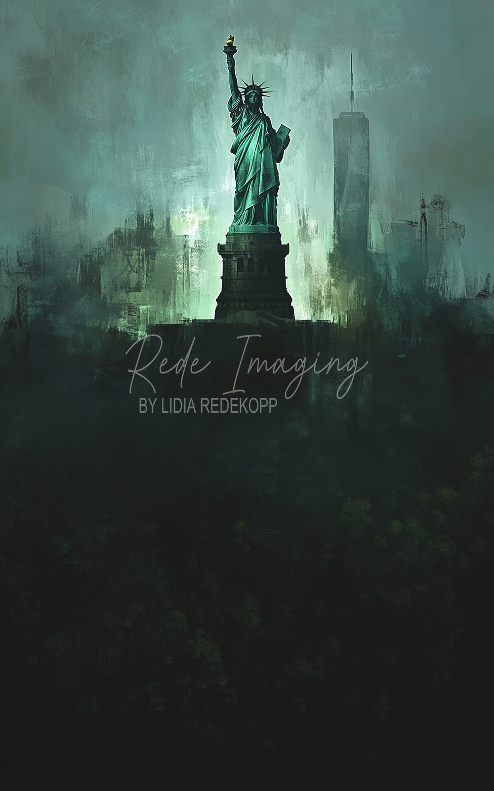 Avezano Statue of Liberty Moody NYC Photography Backdrop Designed By Lidia Redekopp