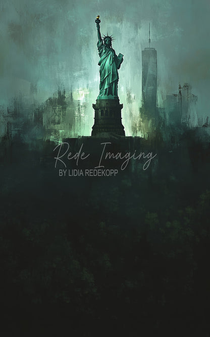 Avezano Statue of Liberty Moody NYC Photography Backdrop Designed By Lidia Redekopp