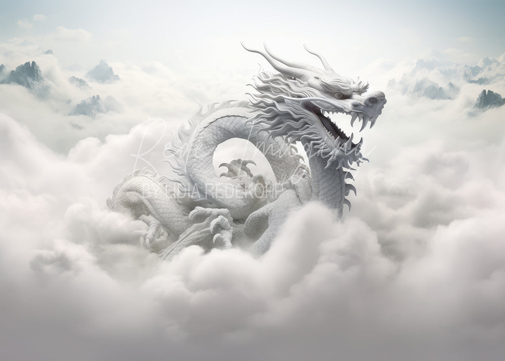 Avezano White Chinese Dragon Cloud Mountain Photography Backdrop Designed By Lidia Redekopp