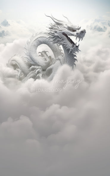 Avezano White Chinese Dragon Cloud Mountain Photography Backdrop Designed By Lidia Redekopp