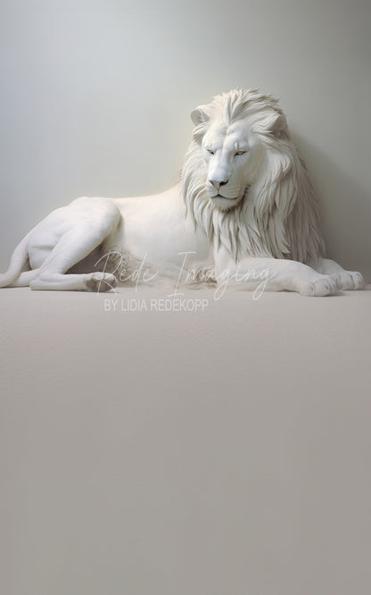 Avezano White Lion Lying Sculpture Photography Backdrop Designed By Lidia Redekopp