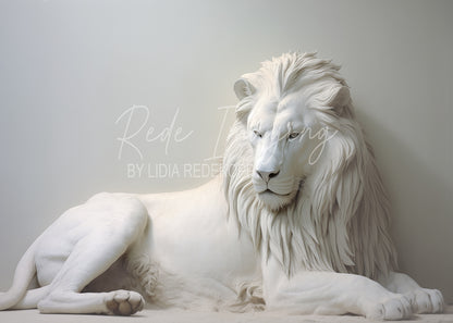 Avezano White Lion Lying Sculpture Photography Backdrop Designed By Lidia Redekopp