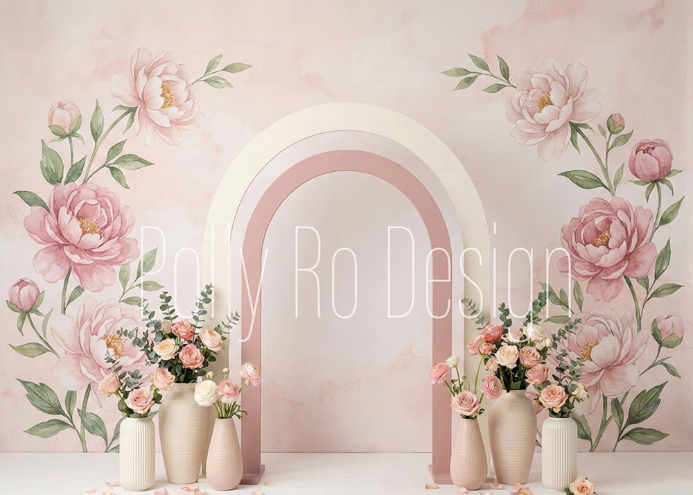 Avezano Pink Peony Arch Floral Photography Backdrop Designed By Polly Ro Design