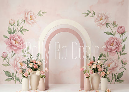 Avezano Pink Peony Arch Floral Photography Backdrop Designed By Polly Ro Design