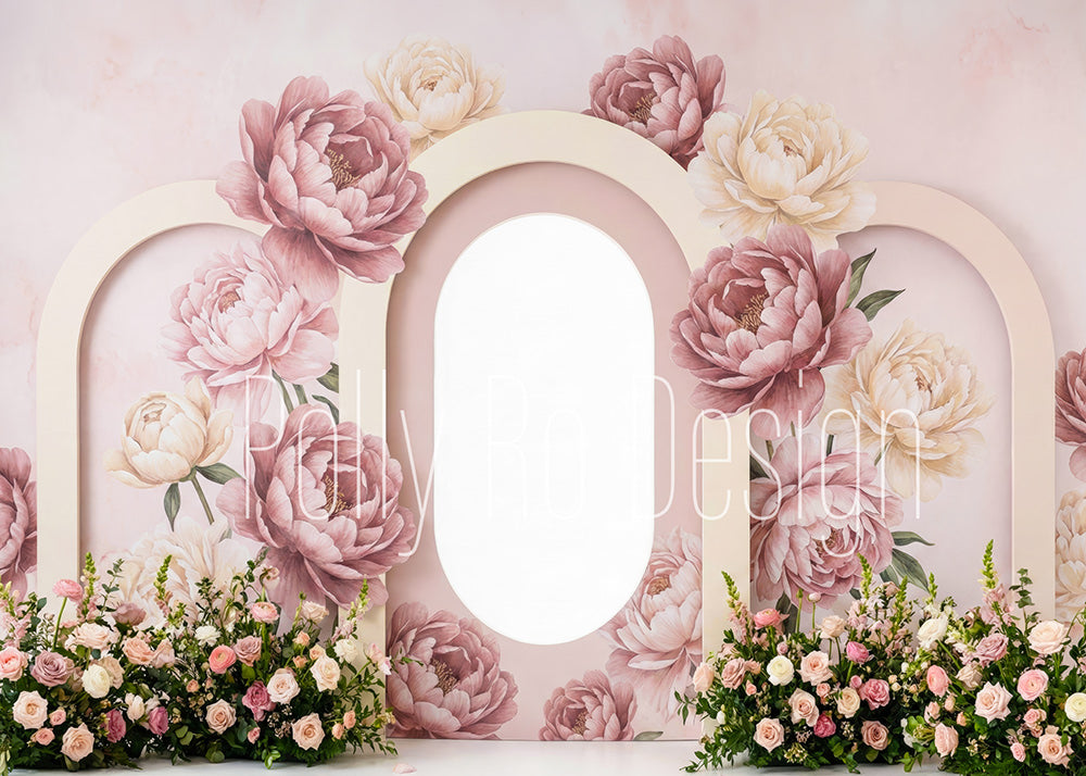 Avezano Blush Peony Double Arch Floral Photography Backdrop Designed By Polly Ro Design
