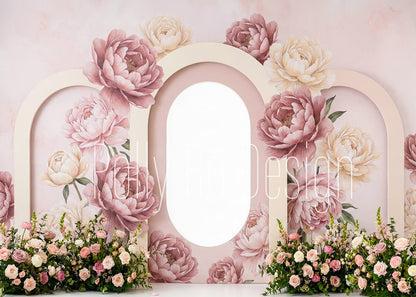 Avezano Blush Peony Double Arch Floral Photography Backdrop Designed By Polly Ro Design