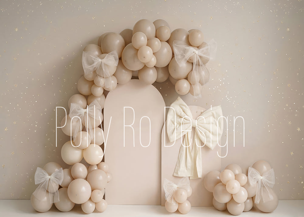 Avezano Neutral Beige Balloon Bow Photography Backdrop Designed By Polly Ro Design