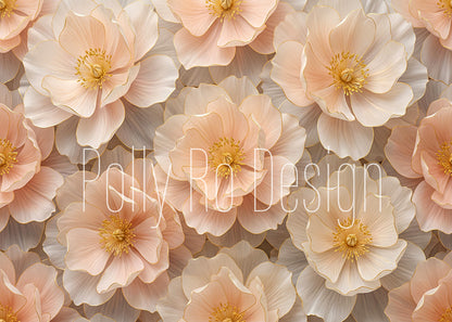 Avezano Gold Edge Peach Flower Photography Backdrop Designed By Polly Ro Design