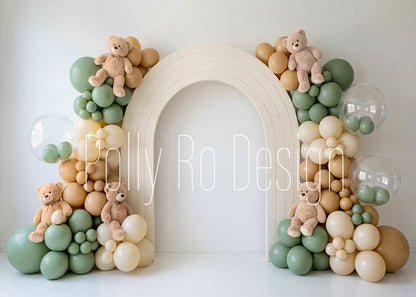 Toile de fond pour photographie de baiser de roses et de ballons de la Saint-Valentin d'Avezano conçue par Polly Ro Design