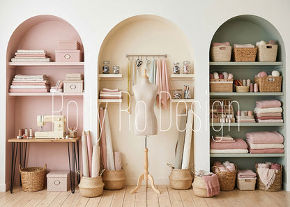 Avezano Sewing Room Craft Studio Photography Backdrop Designed By Polly Ro Design