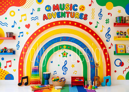Avezano Music Adventures Rainbow Kids Photography Backdrop Designed By Polly Ro Design