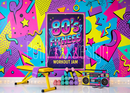 Avezano 80s Retro Fitness Workout Photography Backdrop Designed By Polly Ro Design