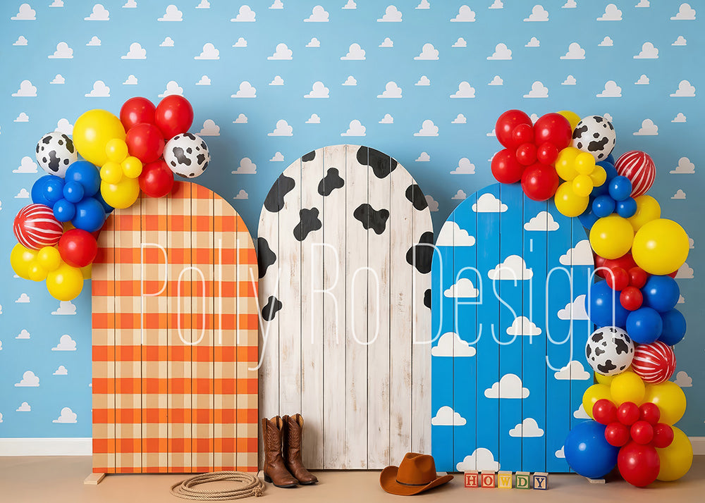 Avezano Toy Story Cowboy Farm Balloon Photography Backdrop Designed By Polly Ro Design