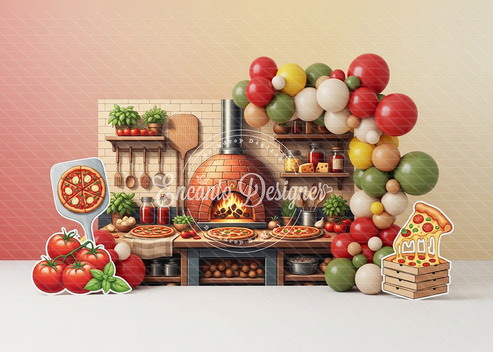 Avezano Italian Pizza Party Kitchen Balloon Photography Background By Encanto Designer