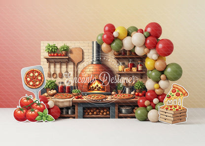 Avezano Italian Pizza Party Kitchen Balloon Photography Background By Encanto Designer