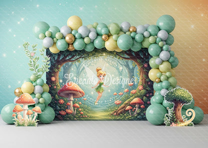 Avezano Tinker Bell Fairy Forest Mushroom Balloon Photography Background By Encanto Designer