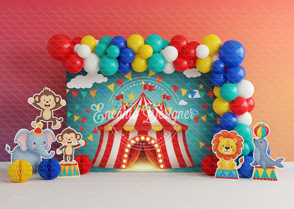 Avezano Colorful Circus Tent Animal Balloon Photography Background By Encanto Designer
