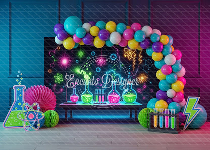 Avezano Mad Science Neon Lab Balloon Birthday Photography Background By Encanto Designer