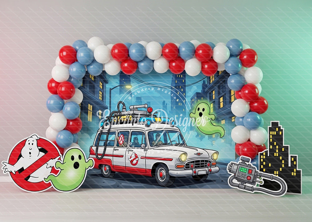 Avezano Ghostbusters City Ecto-1 Balloon Photography Background By Encanto Designer