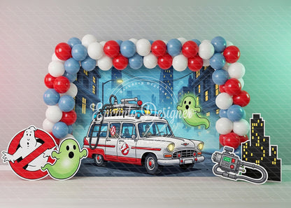 Avezano Ghostbusters City Ecto-1 Balloon Photography Background By Encanto Designer