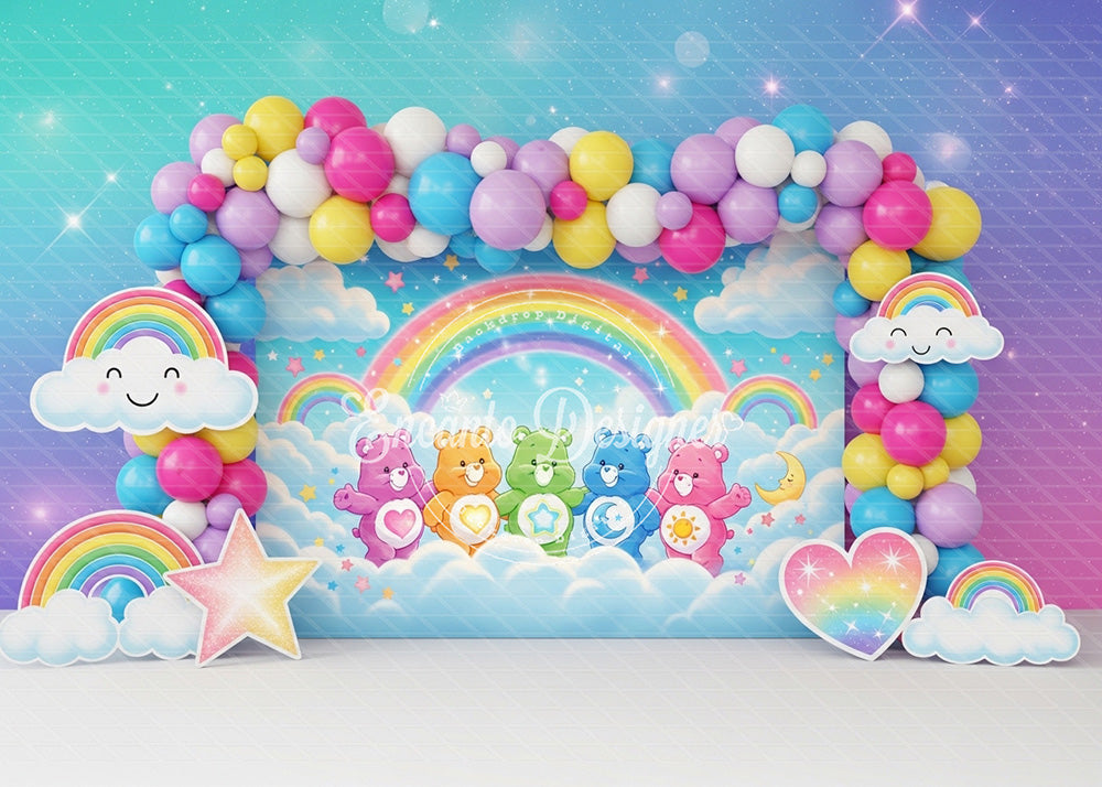 Avezano Care Bears Rainbow Star Balloon Birthday Photography Background By Encanto Designer