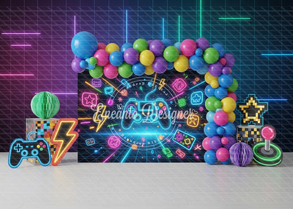 Avezano Neon Video Game Controller Party Photography Background By Encanto Designer