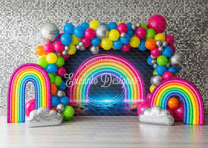 Avezano Neon Rainbow Disco Ball Party Photography Background By Encanto Designer