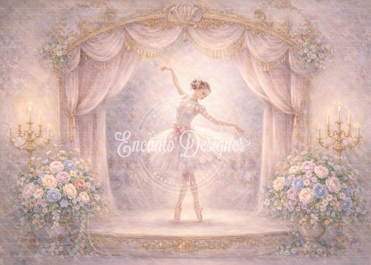 Avezano Dreamy Ballerina Stage Floral Photography Background By Encanto Designer