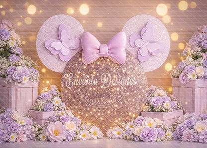 Avezano Minnie Mouse Glitter Bow Floral Photography Background By Encanto Designer