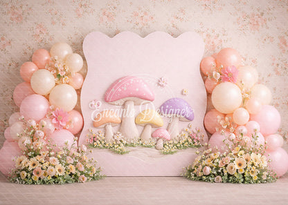 Avezano Pastel Mushroom Floral Balloon Photography Background By Encanto Designer