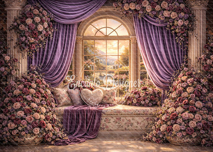 Avezano Lavender Floral Window Nook Photography Background By Encanto Designer