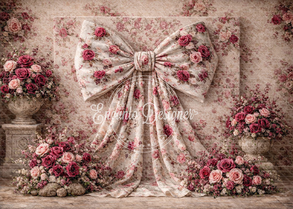 Avezano Vintage Floral Bow Photography Background By Encanto Designer