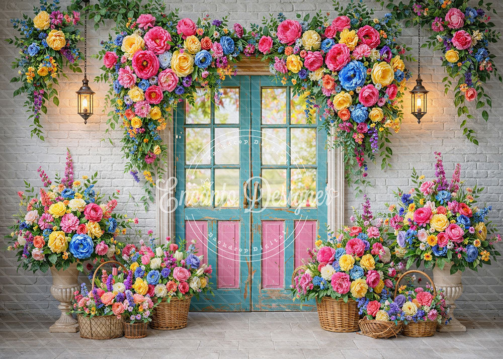 Avezano Spring Colorful Flower Door Photography Background By Encanto Designer