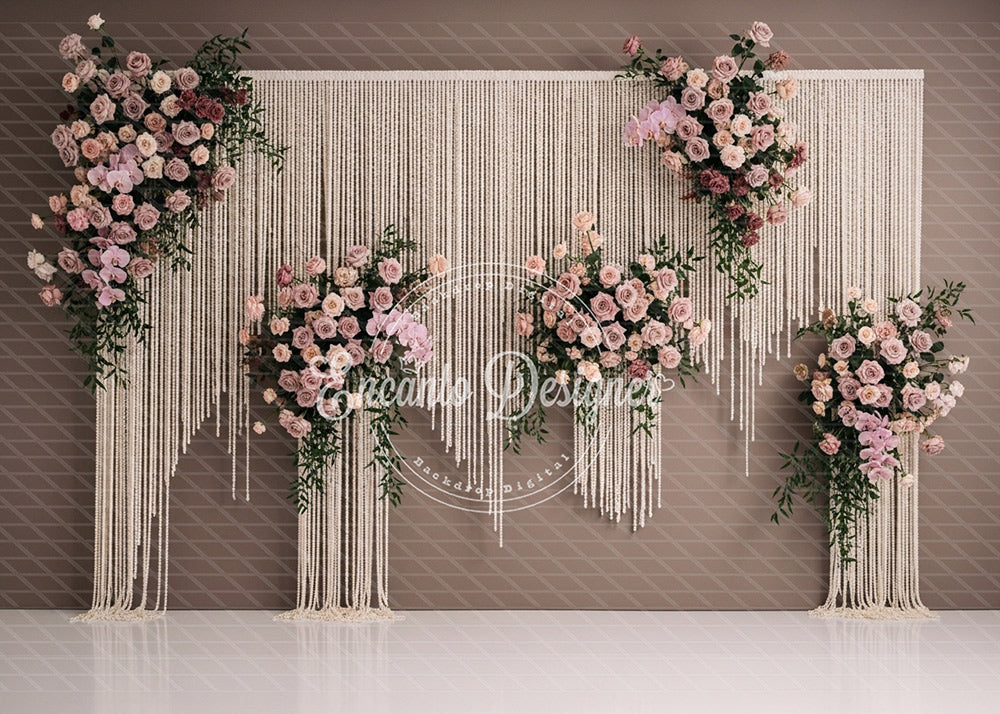 Avezano Beaded Curtain Floral Photography Background By Encanto Designer