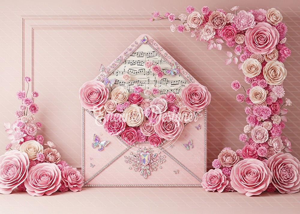 Avezano Pink Envelope Floral Butterfly Photography Background By Encanto Designer