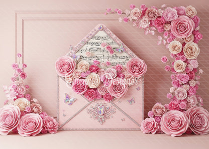Avezano Pink Envelope Floral Butterfly Photography Background By Encanto Designer